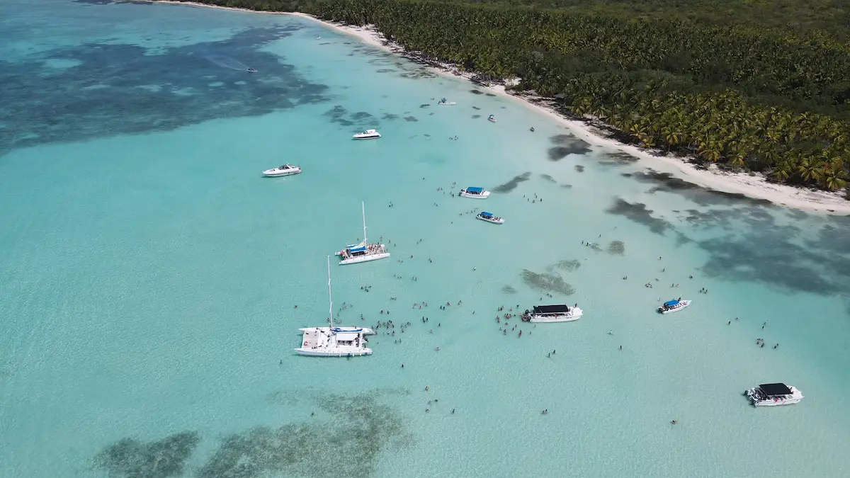 Catamarans approaching Saona Island, Dominican Republic
