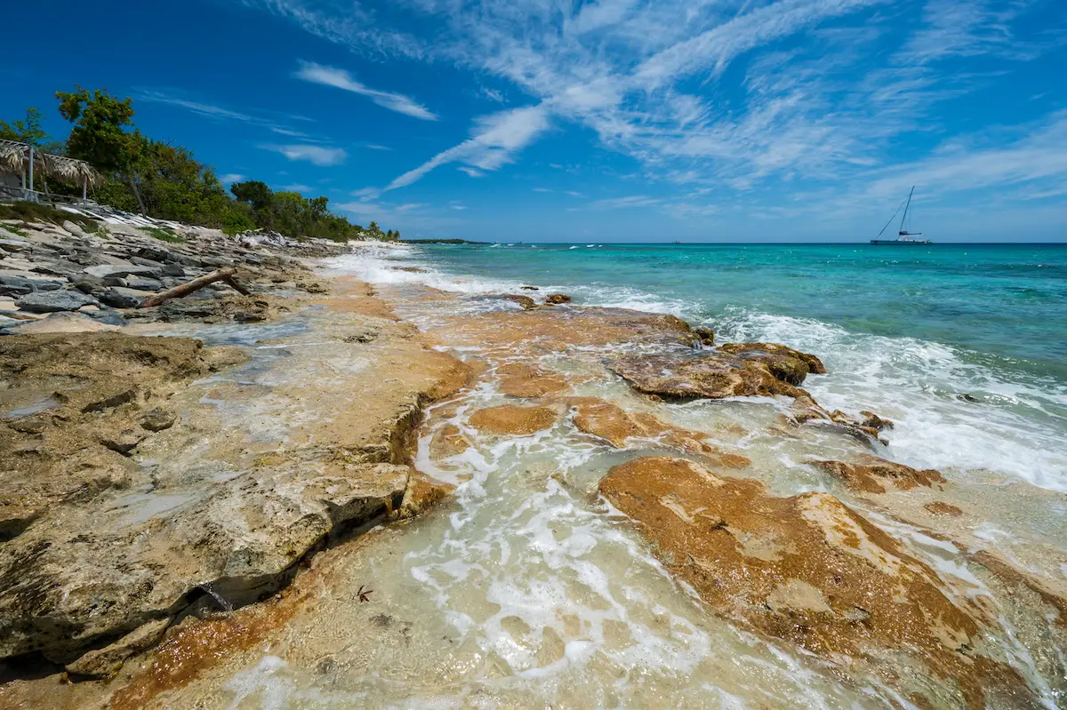 The rocky coastline of Catalina Island, Dominican Republic