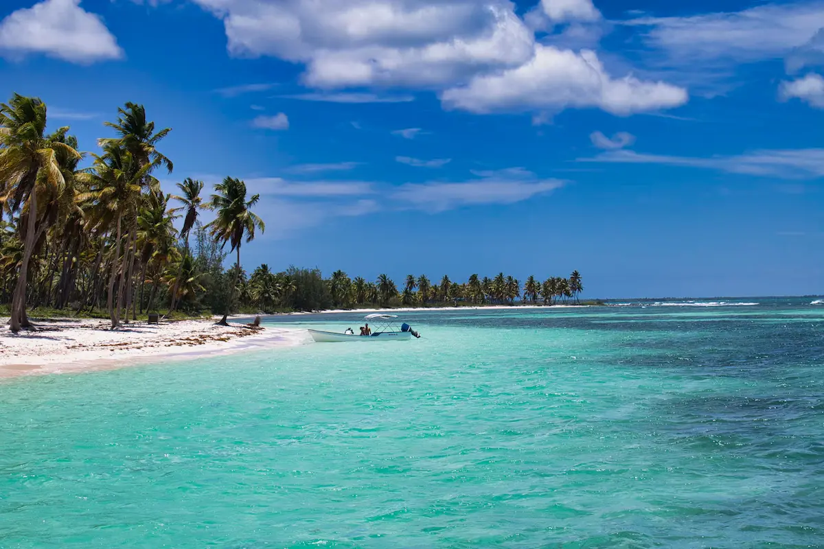 Close-up of a Dominican Republic island taken from the water