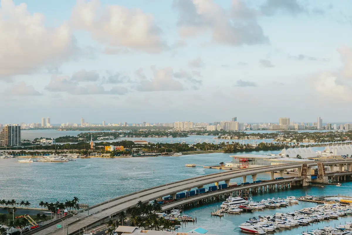 View of Biscayne Bay with Miami in the background