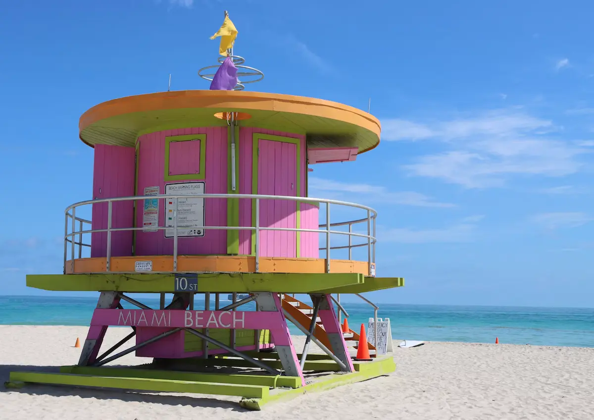 Colorful lifeguard station on Miami Beach
