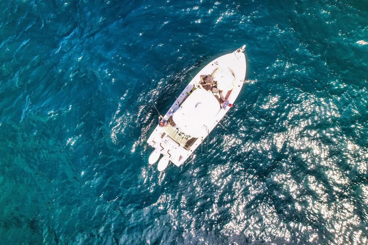 Overhead shot of a Turks and Caicos fishing charter