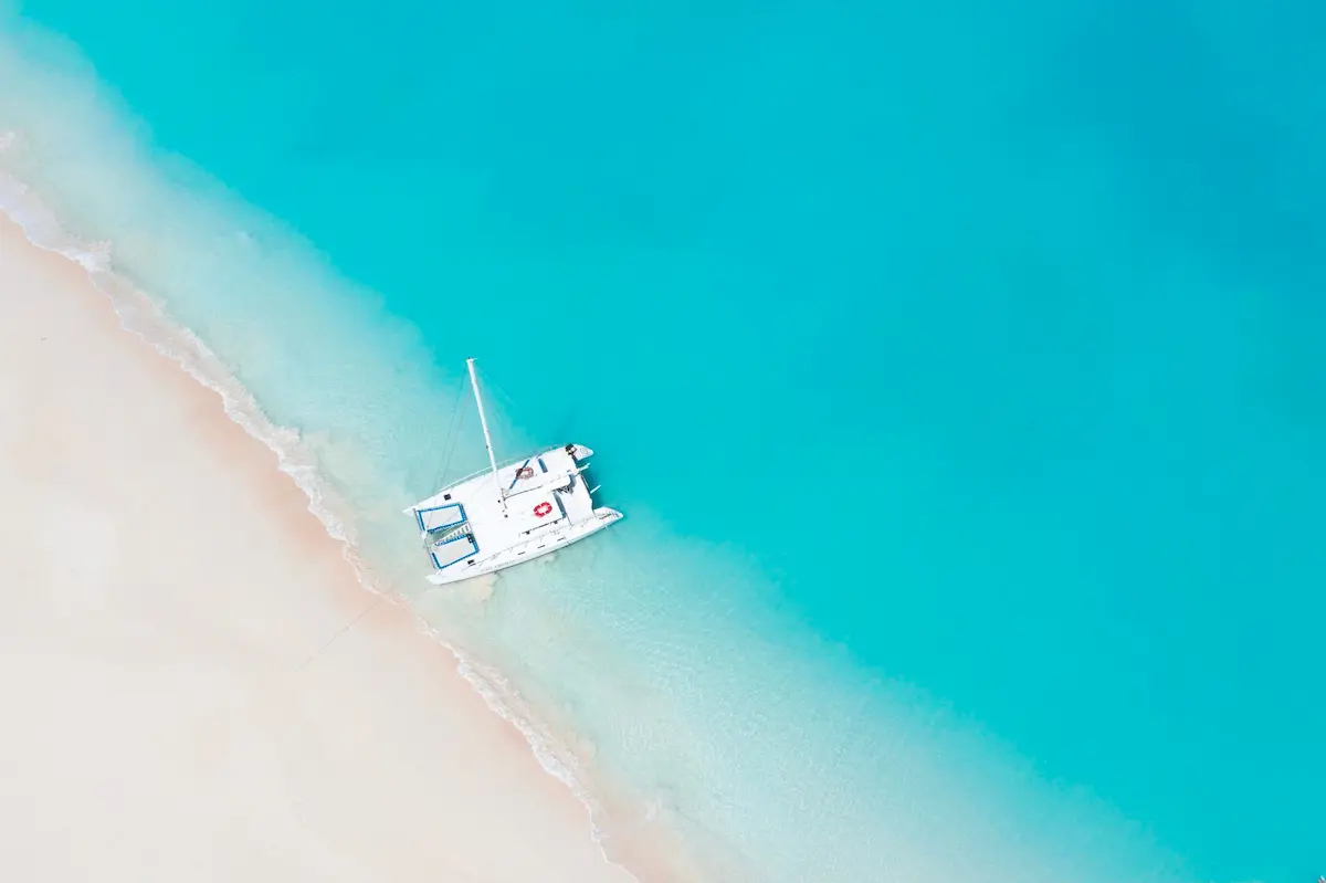 Drone shot of Sapodilla Bay in Turks and Caicos