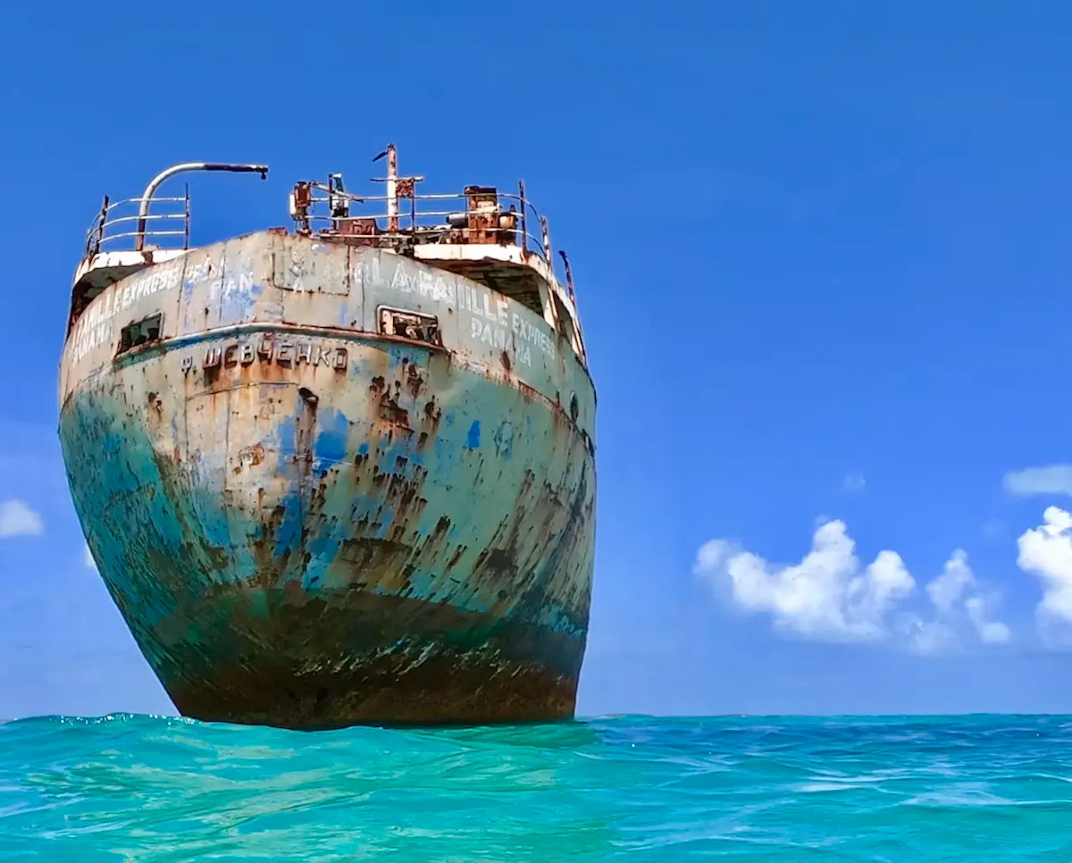 The La Famille Express shipwreck just off Long Bay Beach, Turks and Caicos