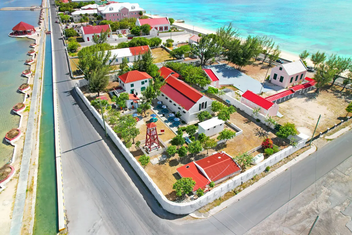 Aerial view of His Majesty's Prison in Cockburn Town