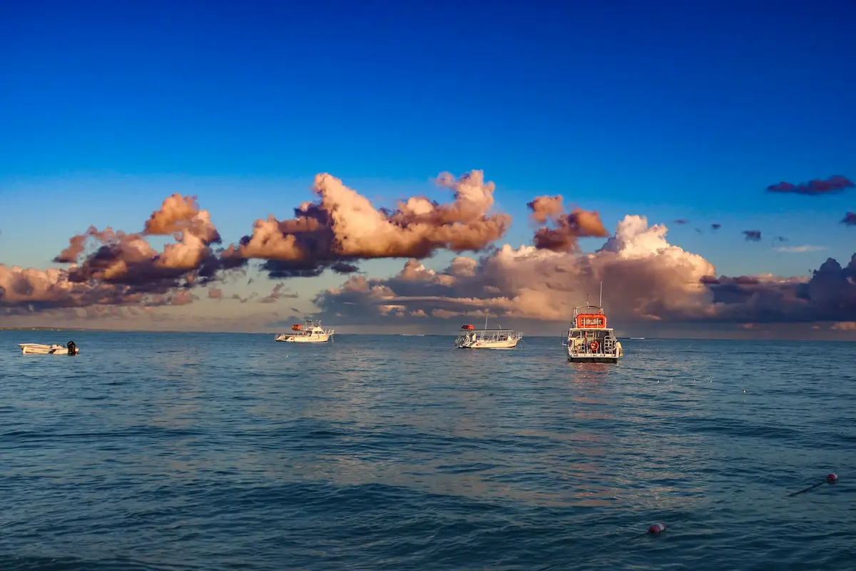 Boats floating near Bight Settlement, Turks and Caicos