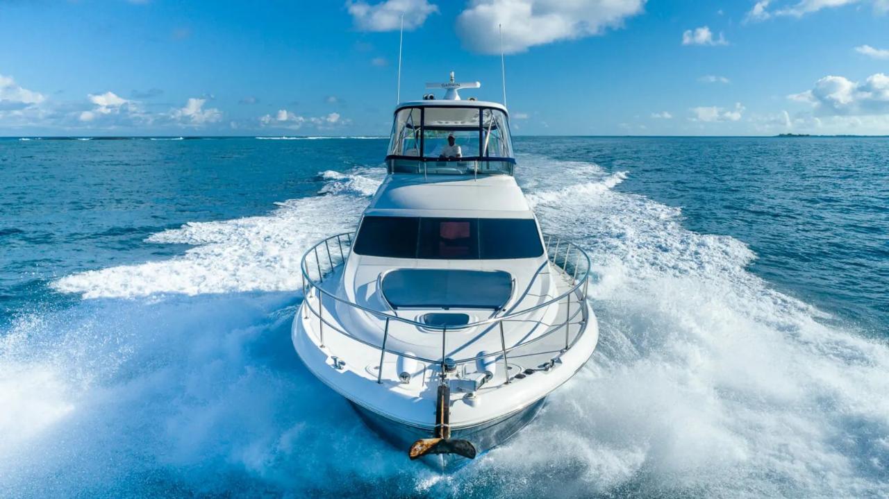 Private yacht charter anchored off Nassau in the Bahamas